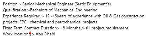 Static Equipment Engineer