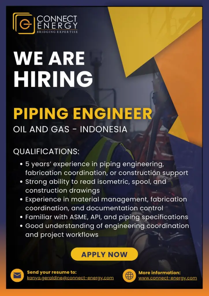 Piping Engineer for Indonesia