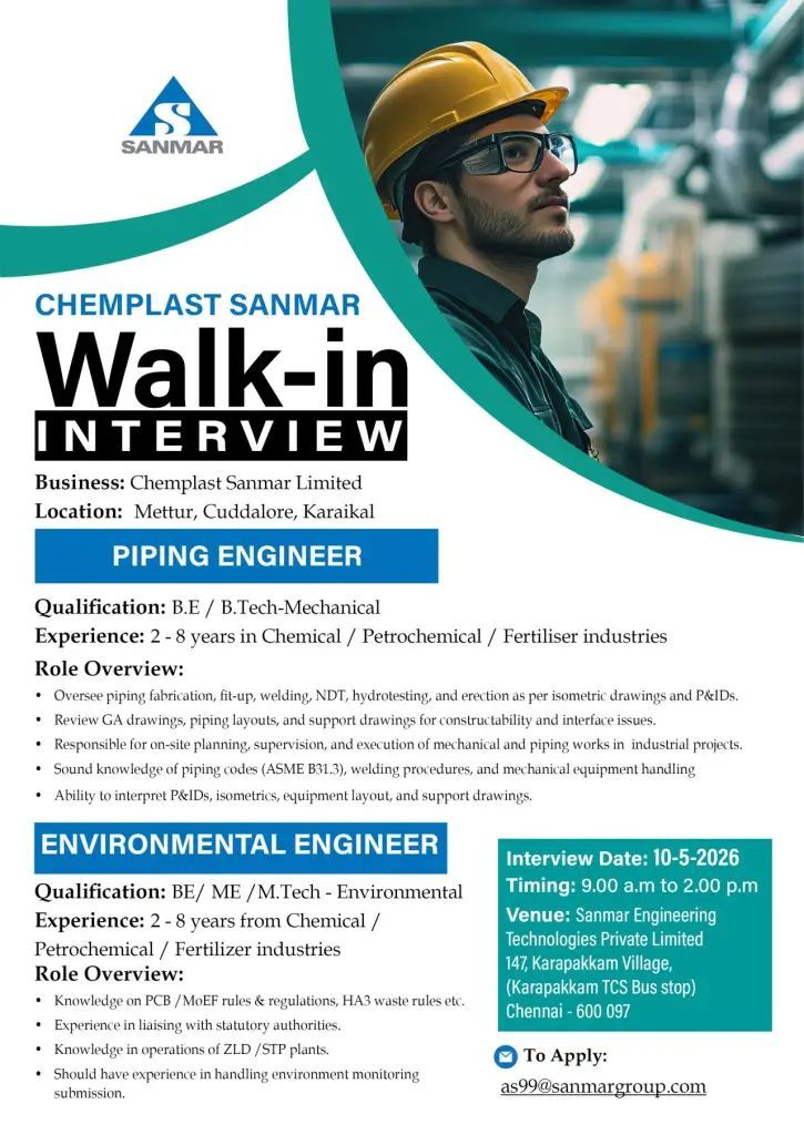 Piping Engineer Sanmar