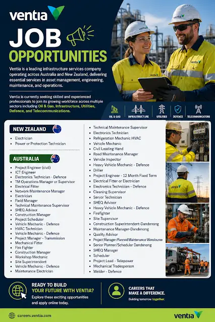 Ventia Jobs in New Zealand  and Australia