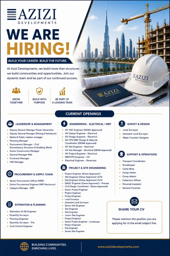 Azizi developments recruitment