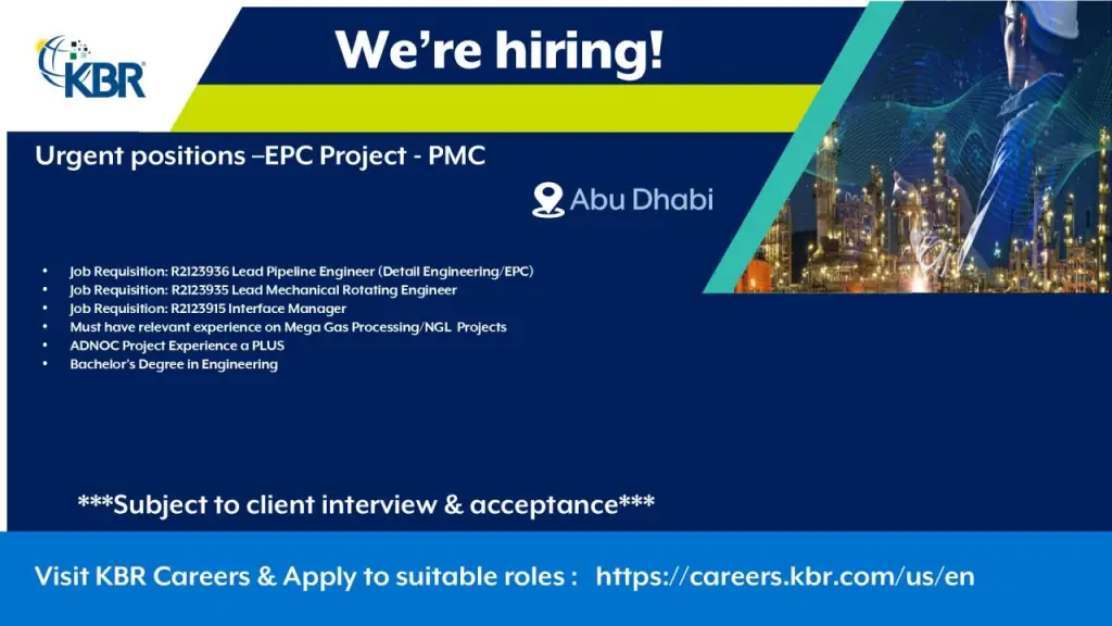KBR UAE PMC positions