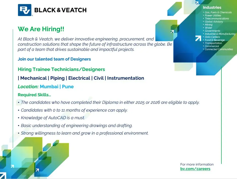 Black & Veatch Freshers Hiring