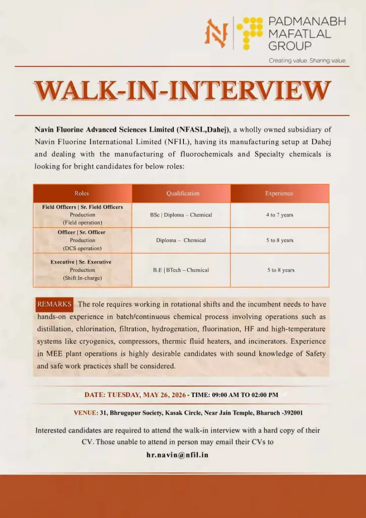NFASL Walk-in interview