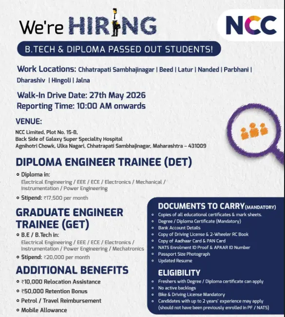 NCC Freshers Walk-in