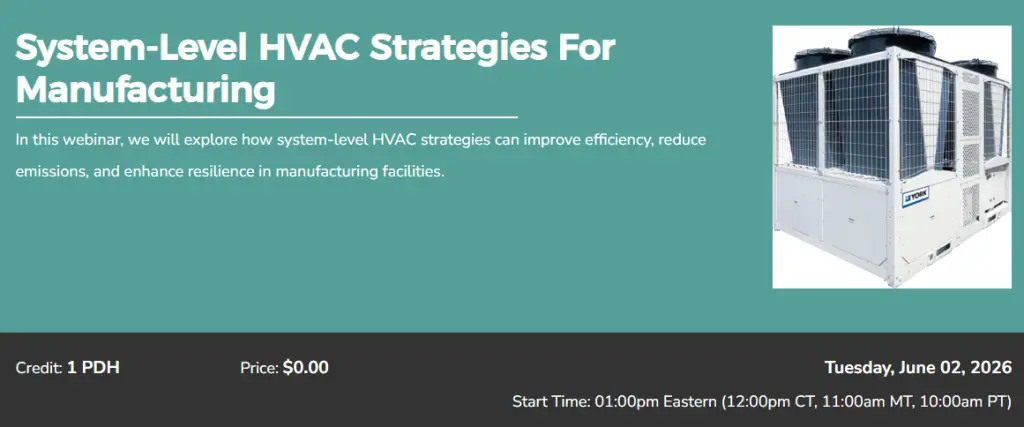 Webinar on System-Level HVAC Strategies for Manufacturing