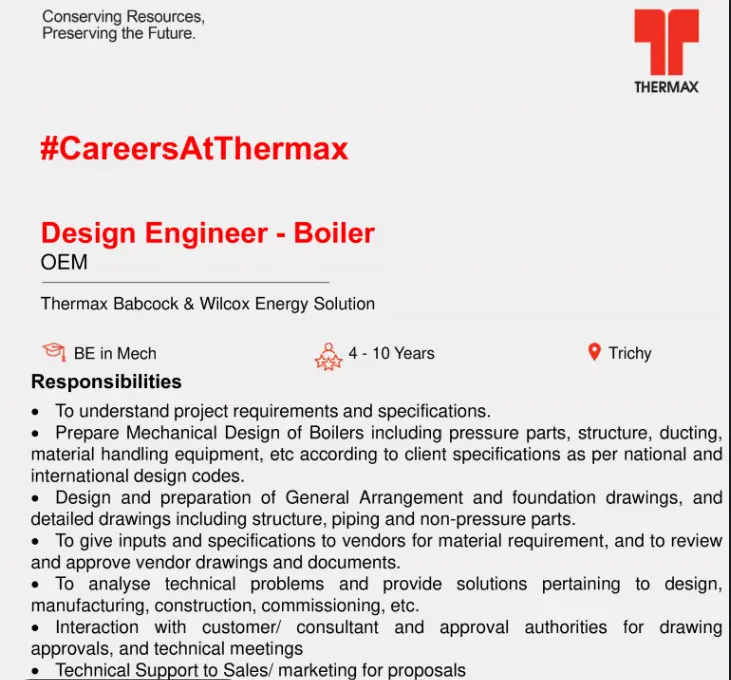 Thermax Trichy Hiring