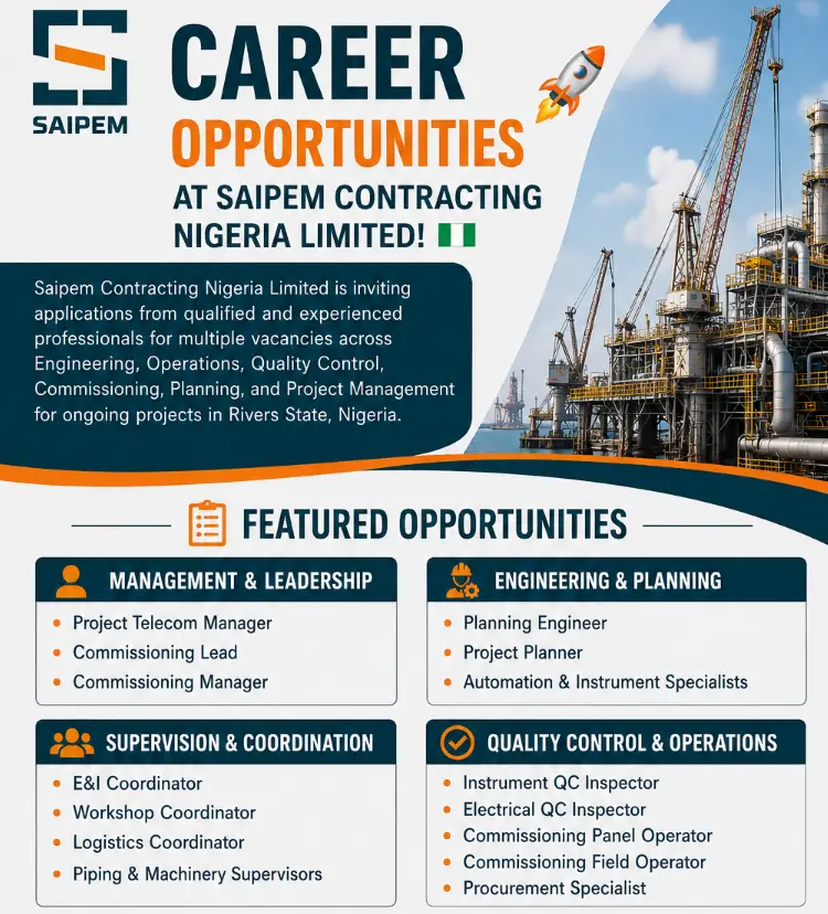 Saipem Nigeria Hiring