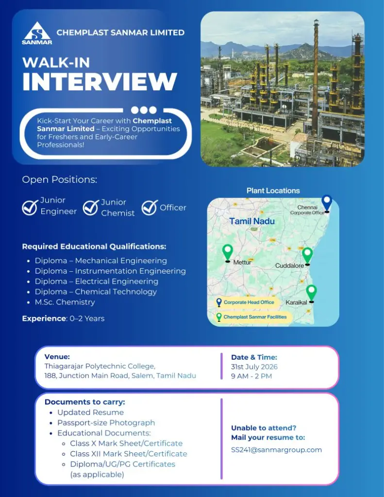 Chemplast Sanmar Walk-in