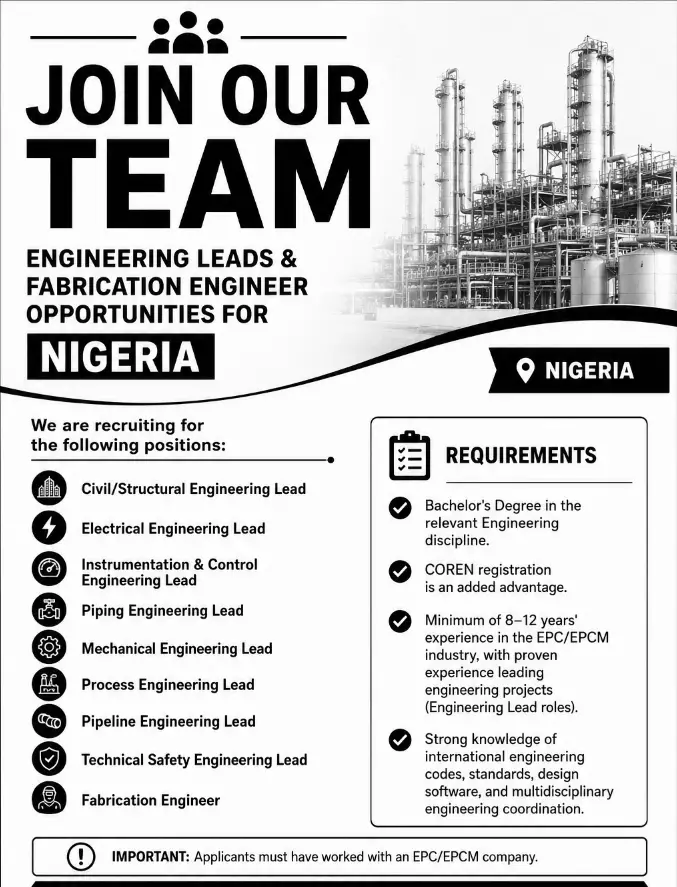 EPC JOb recruitment in Nigeria