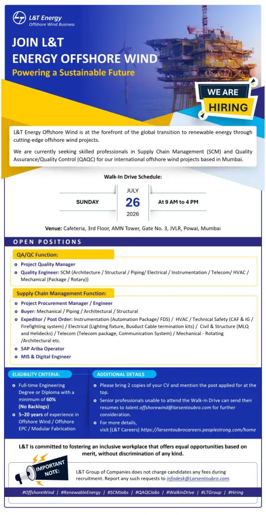 L&T Energy Offshore Wind Hiring