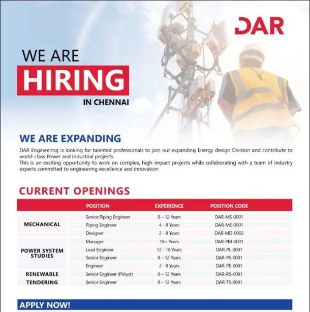 DAR Chennai Hiring