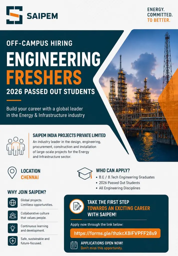 Saipem off-campus freshers hiring