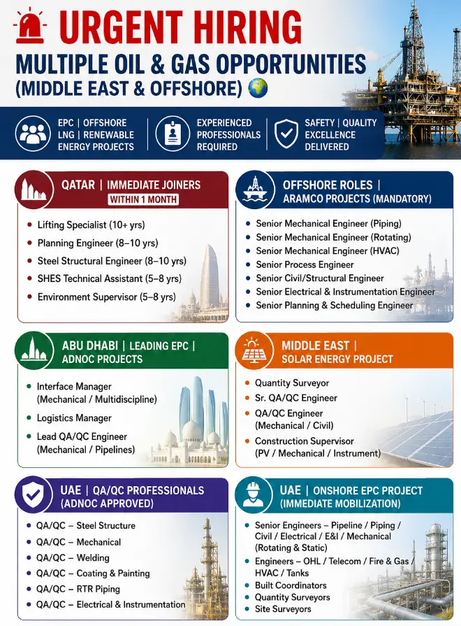 Multiple middle east vacancies