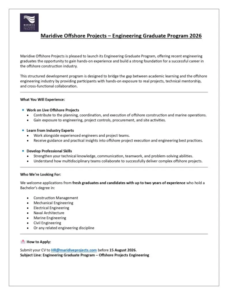Maridive Projects Freshers Recruitment
