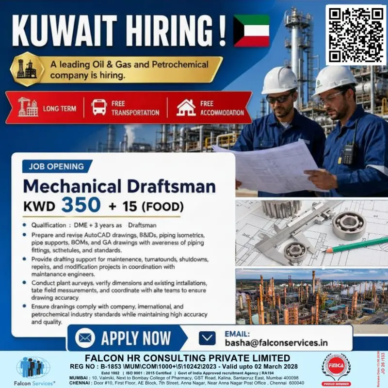 Mechanical Draftsman for Kuwait