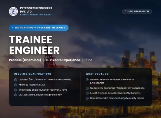 Freshers Hiring at Petromech Engineers