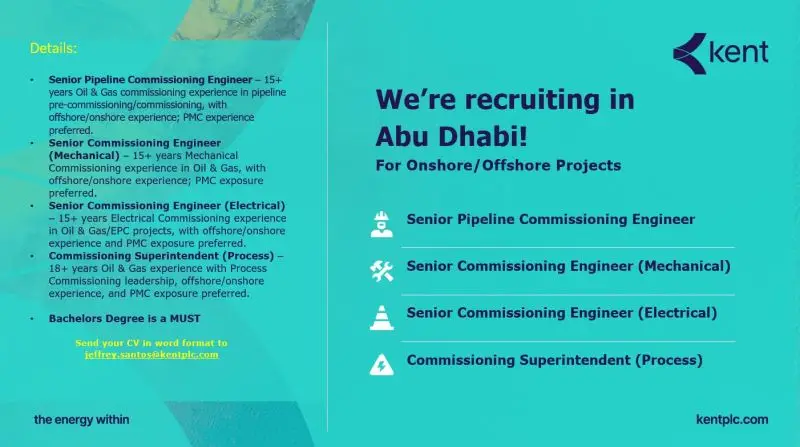 Kent UAE PMC Jobs